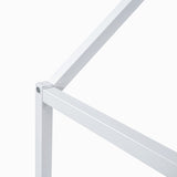 Twin Size Metal House Bed with Fence and Door, White MF315932AAK