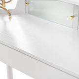 Modern Corner Makeup Vanity Desk with Large Storage, LED Mirror & Stool, Brightness Adjustable, N844P263664A