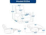Manual Recliner Chair with Rocker and Swivel in Fabric for Living Room, Grey 73990766