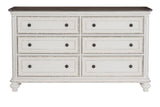 Antique White and Brown Gray Finish1pc Dresser of 6x Drawers Black Knobs Traditional Design Bedroom B011134413