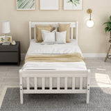 Wood Platform Bed Twin Bed Frame Panel Bed Mattress Foundation Sleigh Bed with WF192434AAK