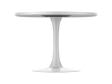 31.5" Round Modern Tulip Dining Table, Sintered Stone Tabletop with Luxury Faux Marble Print, Carbon W3316P540347