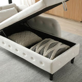 Aijia 60" Velvet Multifunctional Storage Chaise Lounge Buttons Tufted Nailhead Trimmed Solid Wood W111753127
