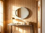 30.75" Natural Wood Round Mirror Farmhouse Wall Decor, Suitable for Living Room and Bedroom Wall 96082854