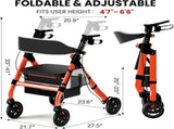 Foldable Rollator Walkers with Seat for Seniors, 450 lb Capacity, 8" Wheels, 18" Big Seat, 61195404