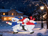 Set of 2 Lighted Running Snowman Christmas Decorations, Pre-lit 2D Holiday Decor with 120 Warm White 83521957