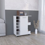 Lothian Bar Cart with Casters, 2-Side Storage Shelves and 6-Wine Bottle Rack B200P188869