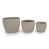 Handmade Ceramic Flower Pot Set of 3, 15/12/9 Inch Diameter, White Diamond Pattern, for Succulents W3273P321485
