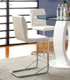 ZNTS Modern Elegance White Color Leatherette 2pcs Counter Height Dining Chairs Chrome Metal Legs Dining B011P178975