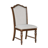 Formal Traditional Design Side Chairs Set of 2 Cherry Finish Fabric Upholstery Nailhead Trim Wooden B011P239543