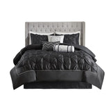 7 Piece Tufted Comforter Set Black Cal King B03596937