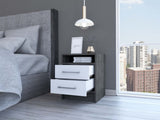 Eter Nightstand , End Table, Side Table Superior Top, Two Drawers -Smokey Oak / White B20092016