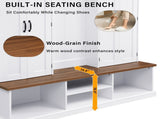 VIBE HAUS 62.2''W Entryway Hall Tree with Bench, 3 Top Cubbies & Bottom Storage Space, Farmhouse 74236965