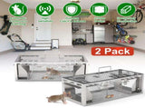 2 pcs Dual-Door Humane Rat Trap Continuous Mouse Catching, Heavy-Duty Galvanized Iron Construction 64124741
