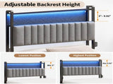 Twin Size Headboard with Pegboard Storage Shelf, Adjustable Upholstered Backrest, LED Light Strip & 91606470