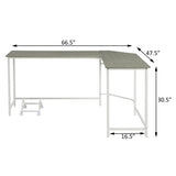 Grey and White L-shape Computer Desk B062P184557