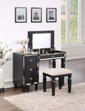 Traditional Formal Black Color Vanity Set w Stool Storage Drawers 1pc Bedroom Furniture Set Tufted B011111845