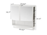 23.62" Modern Arched Glass Double-Door Wardrobe with Shatterproof Non-Glass Mirror - Double-Layer W757P314595