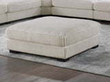 Living Room Furniture Ottoman Beige Wide-Welt Corduroy 1pc Soft Cushion Cocktail Ottoman Wood Legs B011P182989