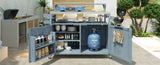 K&K 53.3" Outdoor Kitchen Island with Raised Shelf, Solid Wood Storage Cabinet with Stainless Steel N707P250628G