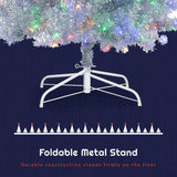 4FT Sliver Pre-Lit Artificial Christmas Tree, Hinged Full Tree with Metal Stand, 400 Branch Tips, 97863431