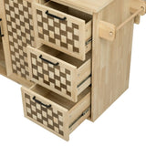 K&K 53.2"W 3D Woven Checkerboard Pattern Design Kitchen with Drop Leaf, Rolling Kitchen N707P215328Y