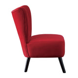 ZNTS Unique Style Red Velvet Covering Accent Chair Button-Tufted Back Brown Finish Wood Legs Modern Home B01143826