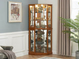6 Shelf Corner Curio Display Cabinet with Lights, Mirrors and Adjustable Shelves, Oak W1693P165029