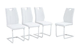 White PU Dining Chair Set.Uniquely designed white dining chairs. PU material, paired with silver W2920P225018