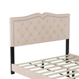 Queen Size Upholstered Bed Frame with Rivet Design, Modern Velvet Platform Bed with Tufted WF316750AAA