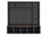 Farmhouse Wooden Hall Tree with 6 Hooks, Walnut Storage Bench with Adjustable Shelves, 4-in-1 39855592