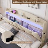 Storage Headboard ,QUEEN Size with RF LED Lights W2239P203011