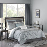 12 Piece Comforter Set with Cotton Bed Sheets Blue King B03596807