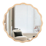 Solid Wood Wavy Mirror--Natural-Wood Vanity Mirror Wall Decor 36" x 36" Modern Mirror Wall Decor for W1445P189556