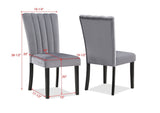 2pc Casual Upholstered Velvet Upholstery Chair Channel Tufted Back Wooden Dining Room Furniture Gray B011P261181
