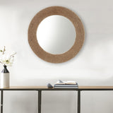 ZNTS Natural Jute Rope Round Wall Mirror 26" B03598875