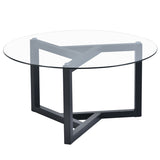 ZNTS ON-TREND Round Glass Coffee Table Modern Cocktail Table Easy Assembly with Tempered Glass Top & WF293702AAB