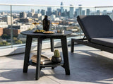2-Tier Eucalyptus Wood Patio Side Table, Rustic Slatted Outdoor End Table with Bottom Storage Shelf, 79458197