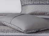 6 Piece Reversible Jacquard Quilt Set with Throw Pillows Grey/Taupe Full/Queen B03597477