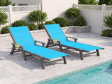 Outdoor Pool Lounge Chairs Set of 2, HDPE Patio Lounge Chair with Wheels, Chaise Lounge Chair for W1859P615619