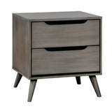 Mid-Century Modern Gray Color 1pc Nightstand Bedroom Furniture Solid wood Round Tapered Legs B011P236772