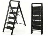 5 Step Folding Step Ladder, 330 lbs Heavy-Duty Metal Step Stool with Reinforced X-Structure, 01485233