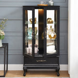 Lighted Curio with Glass Doors and Adjustable Shelves 2 Door Wine Display Curio W1758P297546