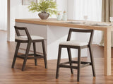 Jasper Indoor Rubberwood Barstool, Dark Brown Finished and Beige Upholstery, Set of 2 N775P336213D