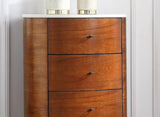 Walnut Finish 1pc Chest of Five Drawers Marble Top Ball Bearing Glides Bedroom Furniture B01146546