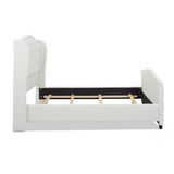 Marcella Upholstered Shelter Headboard Bed Set, King, Antique White Polyester B2719P238224