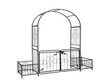 198.5*50*219cm Courtyard Arc Top With Door With Planting Frame Iron Art Iron Arch Black 02242955