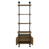 Rustic Oak And Black Side Pier With Open Shelving B062P184599