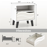 White bedside table with drawers and open shelves 43820483