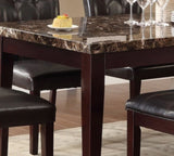 ZNTS Espresso Finish Casual 1pc Dining Table Faux Marble Top Transitional Dining Room Furniture B01146563